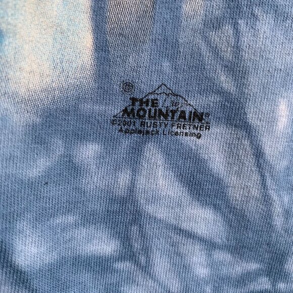 Vintage Y2K The Mountain Wolves Crewneck T Shirt L Blue Tie Dye Long Sleeve 2001 - Picture 6 of 7